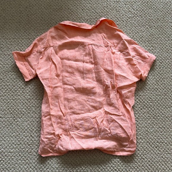 J. Crew Baird McNutt Irish Linen Pink Half Button Down 0 - Picture 3 of 3